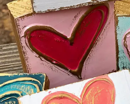 Handmade Heart Valentine Wood Blocks