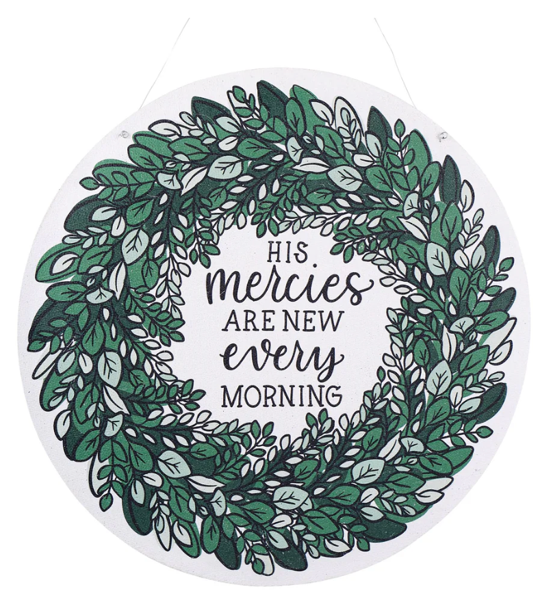 Mercies Are New/Welcome Friends Reversible Door Hanger