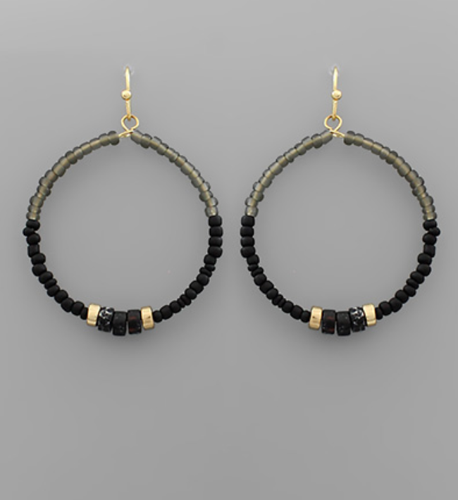 Stone & Bead Circle Earrings