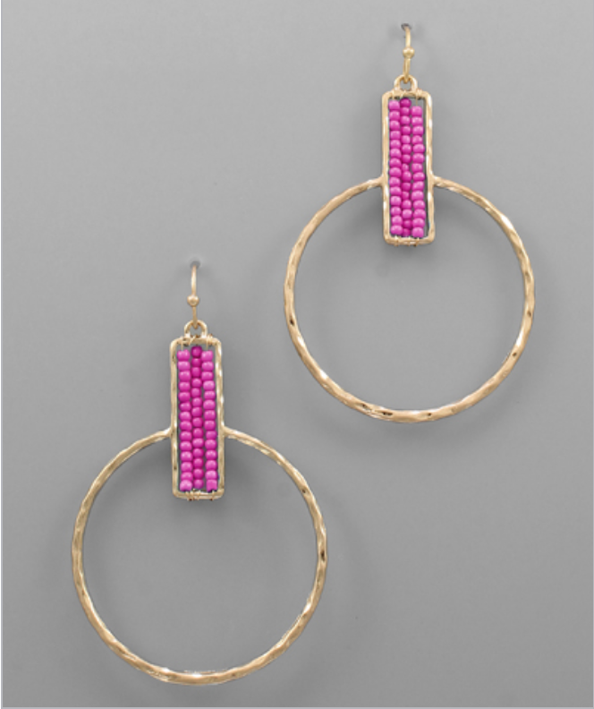 Rectangle Beads & Circles Earrings