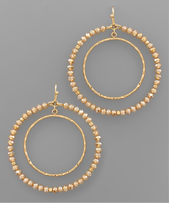 Bead & Metal Circle Earrings