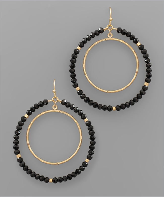 Bead & Metal Circle Earrings