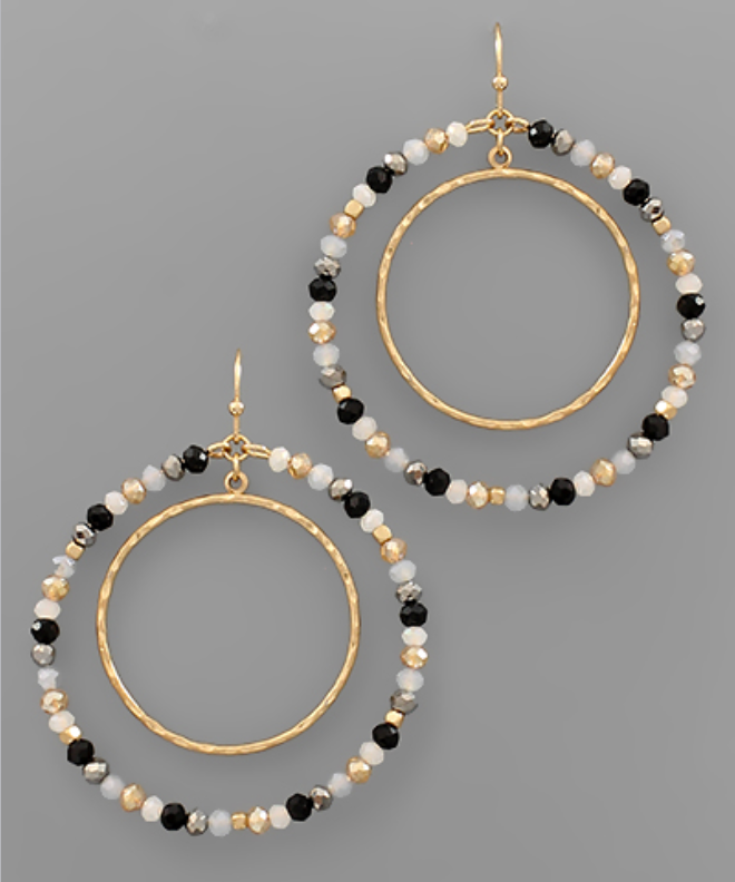 Bead & Metal Circle Earrings