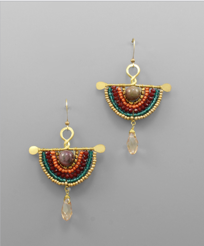 Beaded Wedge Earrings