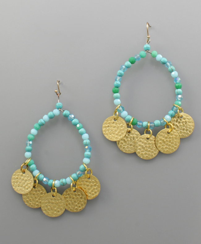 Bead Circle & Disc Charm Earrings