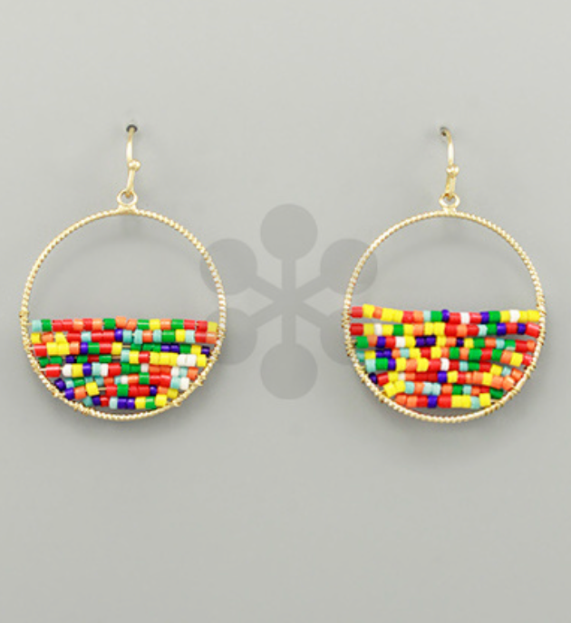 Half Seed Bead Circle Earrings