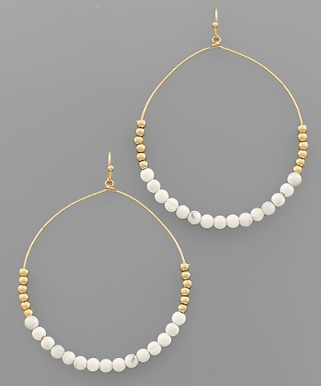 Stone Bead Circle Earrings