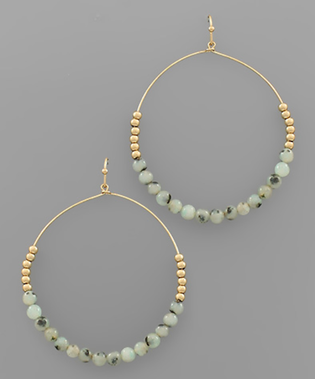 Stone Bead Circle Earrings