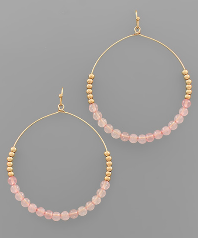 Stone Bead Circle Earrings