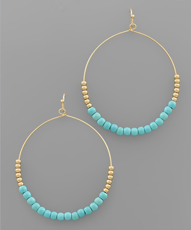 Stone Bead Circle Earrings