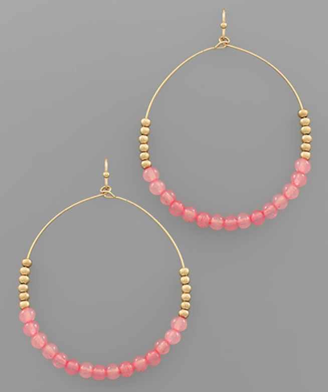 Stone Bead Circle Earrings