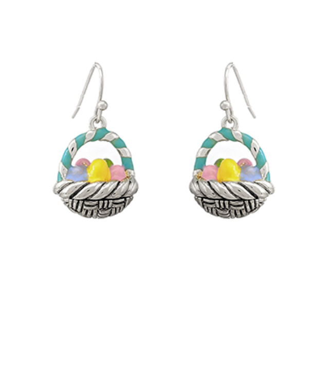 Easter Egg Basket 3D Epoxy Earrings