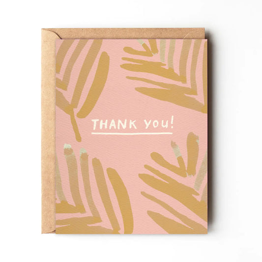 Pink Palm Leaf Thank You Card