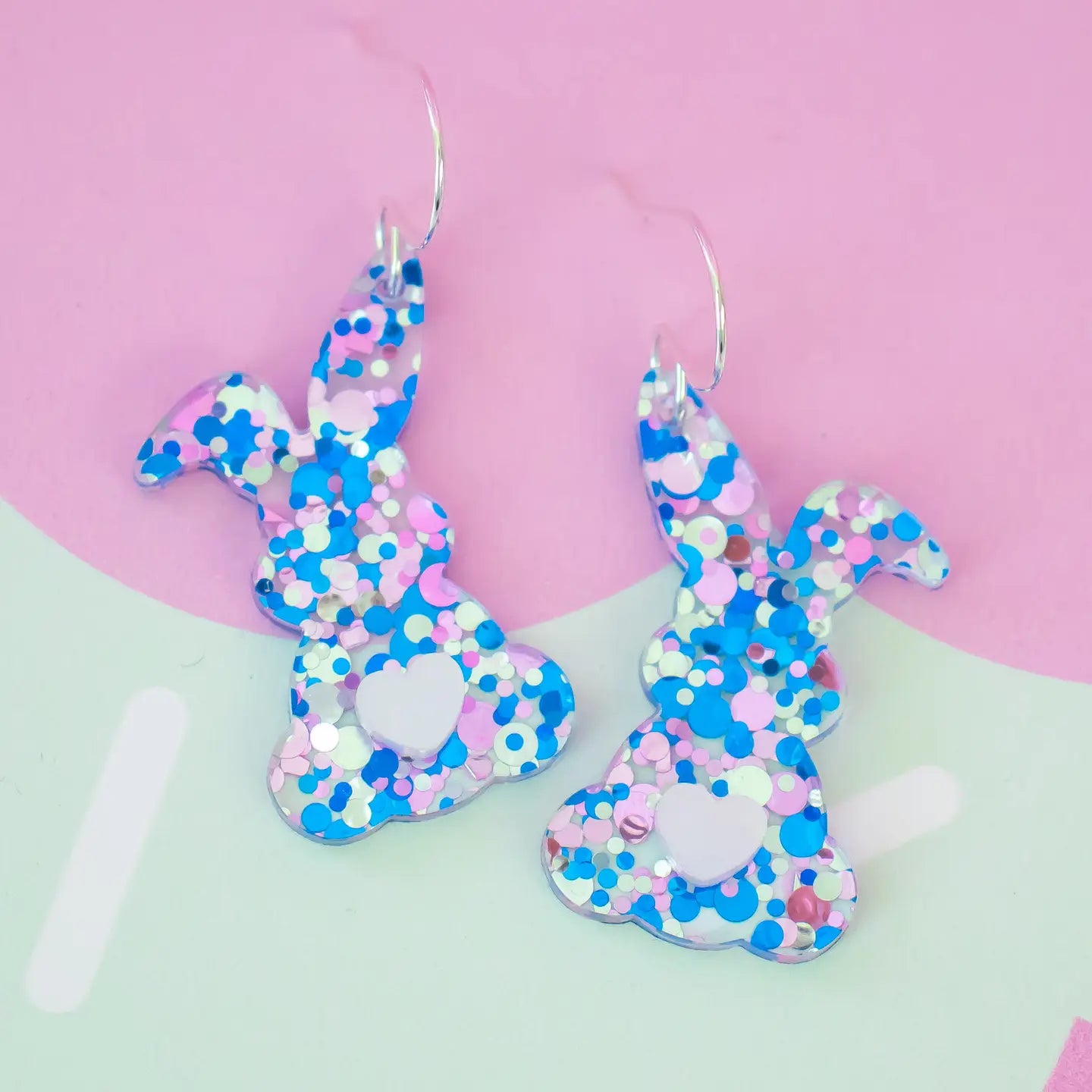 Bunny Earrings Pink & Blue Easter Rabbit Dangle Earrings