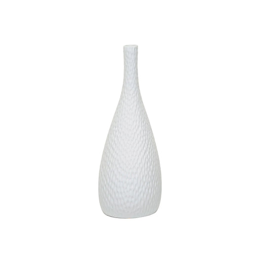 White Debossed Stoneware Bisque Table Lamp