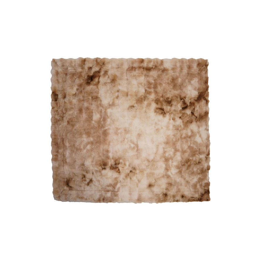 Rose Acid Wash Square Faux Fur Throw