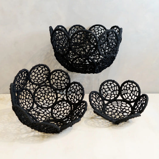 Black Jute Woven Flower Baskets