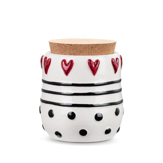 Dots & Hearts Small Cork Lid Canister