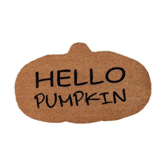 "Hello Pumpkin" Natural Coir Door Mat