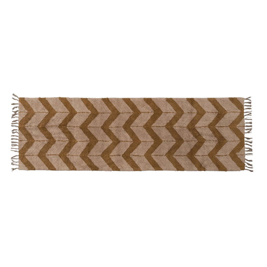 Chevron Pattern & Fringe Floor Runner