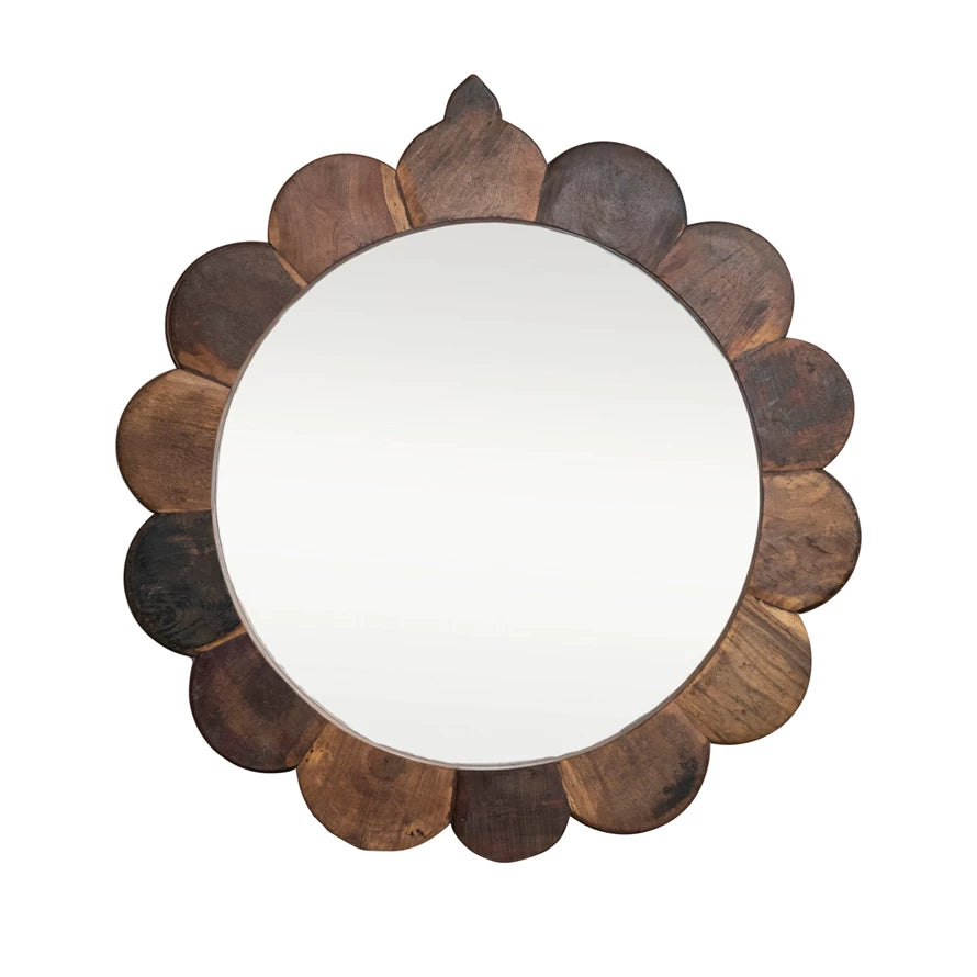 Scalloped Wood Wall Mirror