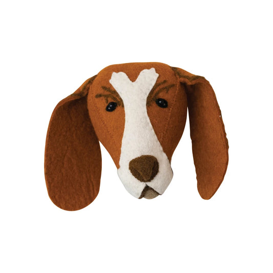 Handmade Wool Felt Dog Head Wall Décor