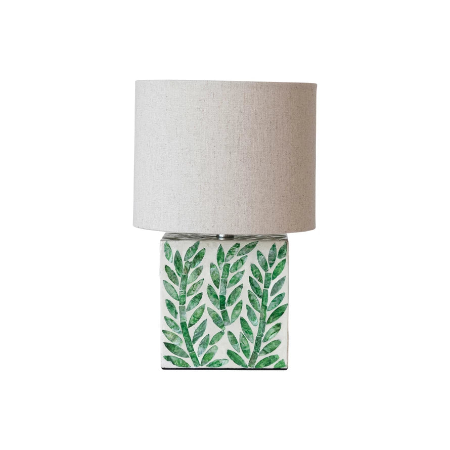 Botanical Pattern & Mother of Pearl Table Lamp