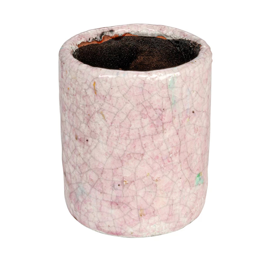 Matte Pink Crackle Terra-cotta Planter