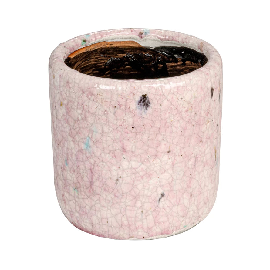 Matte Pink Crackle Terra-cotta Planter