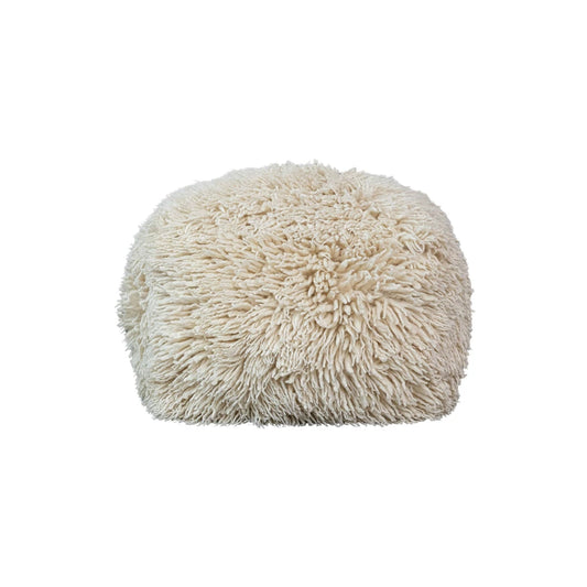 Woven New Zealand Wool Shag & Cotton Pouf