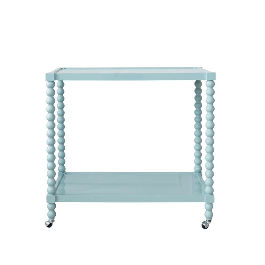 Blue Rubberwood Lacquered  Bar Cart