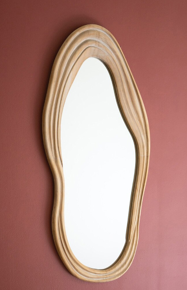 Wavy Carved Wood Framed Mirror