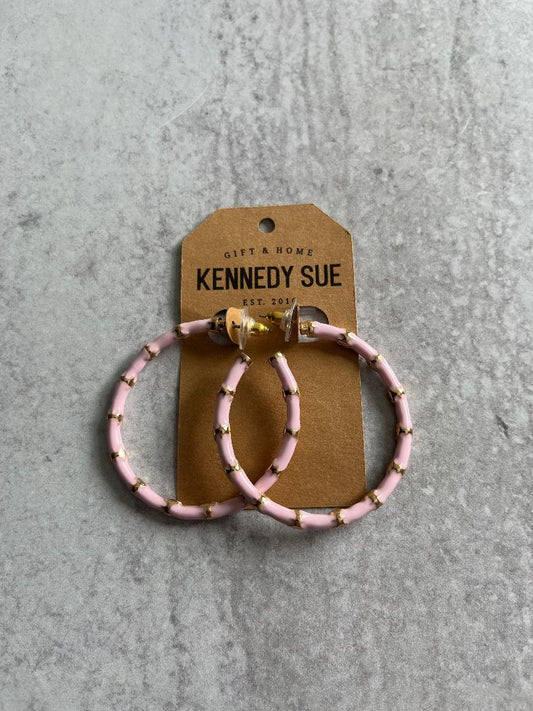 Light Pink & Gold Hoop Earrings