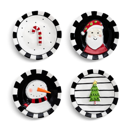 Christmas Pattern Appetizer Plates