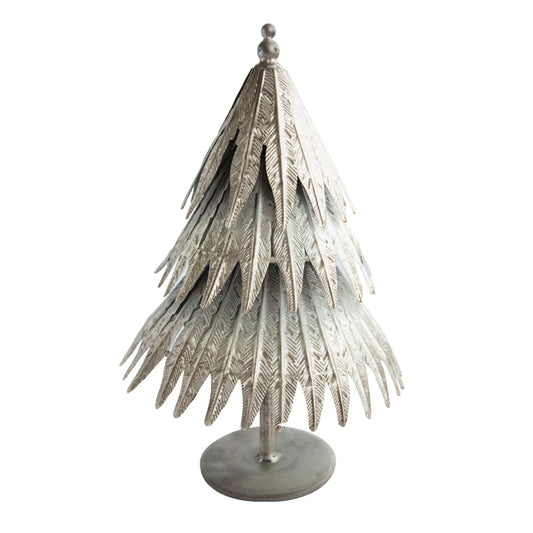 Pewter Embossed Metal Tree on Stand