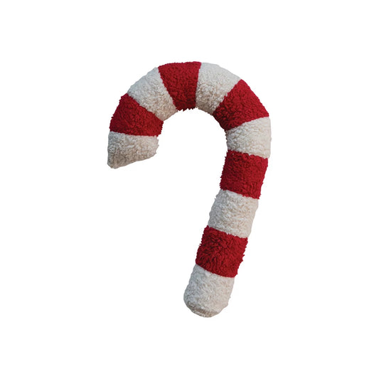 Sherpa Candy Cane Shaped Pillow