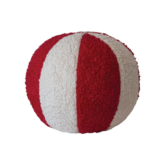 Cotton Sherpa Peppermint Candy Shaped Orb Pillow