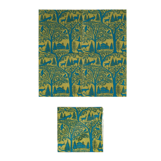 Paper Napkins w/ Landscape, Blue & Gold Color