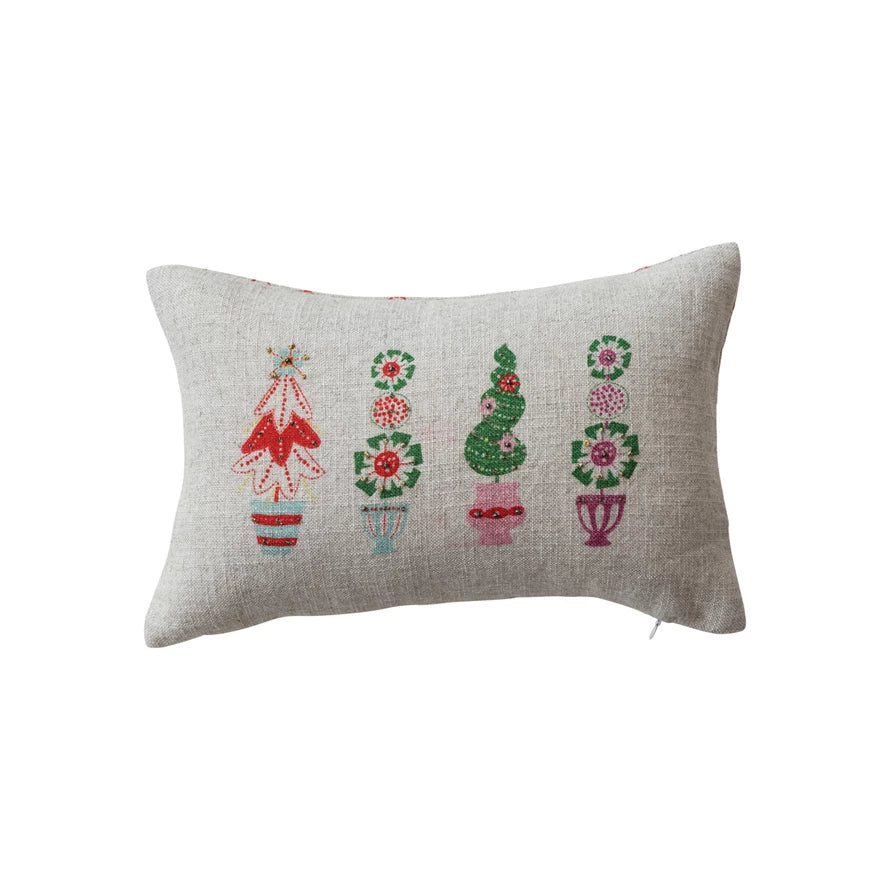 Embroidered Printed Lumbar Pillow