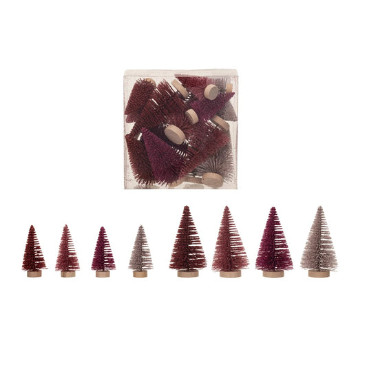 Burgundy & Pink Sisal Bottle Brush Trees