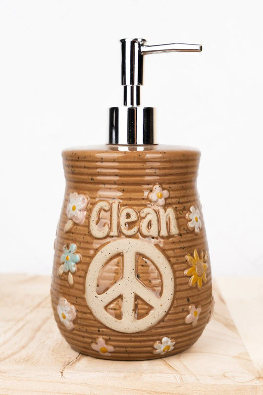 Stoneware Positive Vibes Peace Soap Dispenser