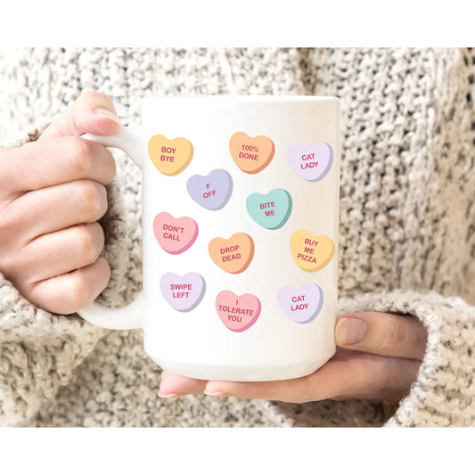 Anti Valentine's Conversation Heart Mug