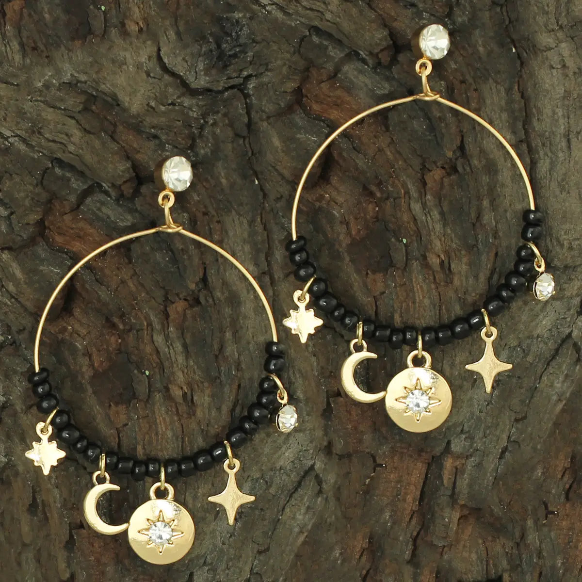 Celestial Charm Gold Circle Earrings