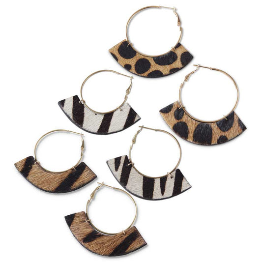 Leopard Fan Suede Earrings