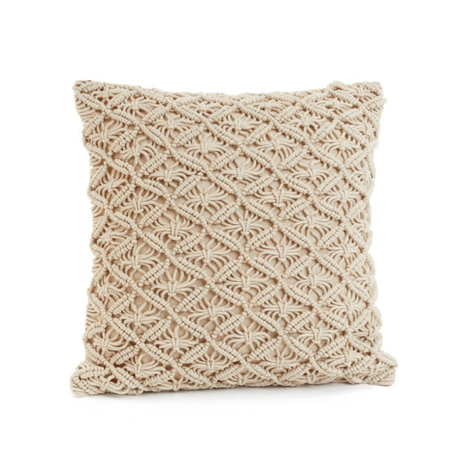 Cream Macramé Square Pillow