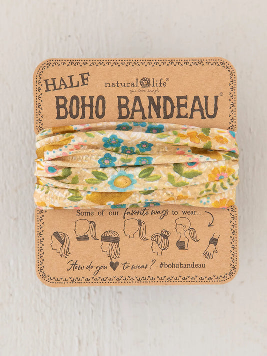 Half Printed Boho Bandeau Headband - Mandala Light Grey