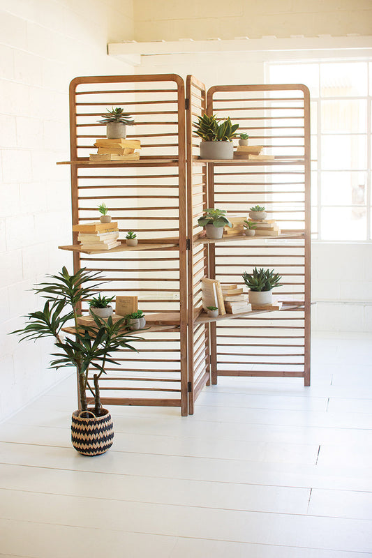 Wooden Screen Folding Shelving Unit