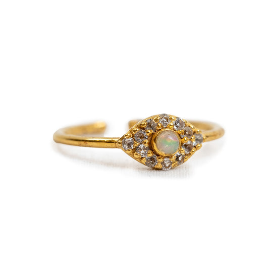 Opal & White Topaz Evil Eye Ring