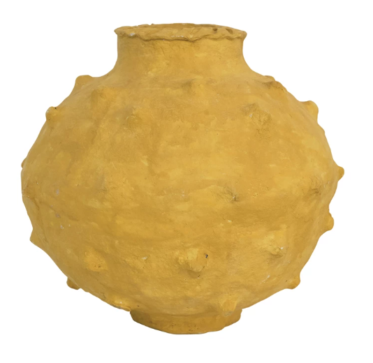 Handmade Mustard Paper Mache Vase