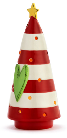 Red & White Striped Ceramic Tree